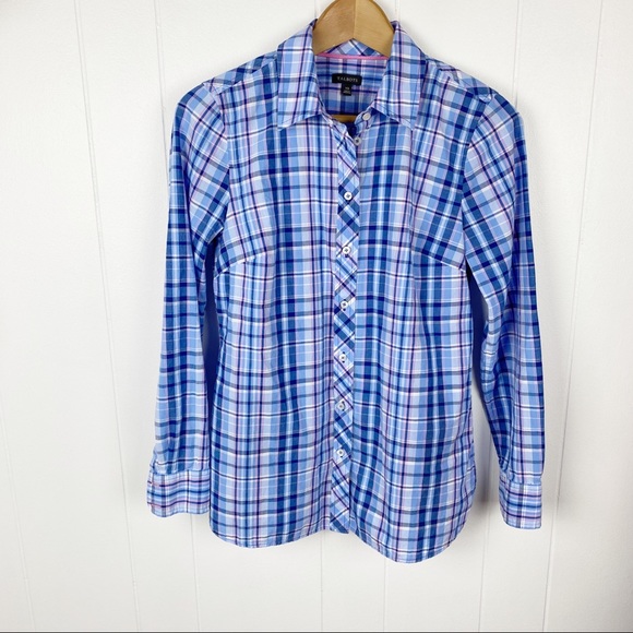 Talbots Pink & Blue Plaid Button Down Shirt XS - Picture 2 of 7